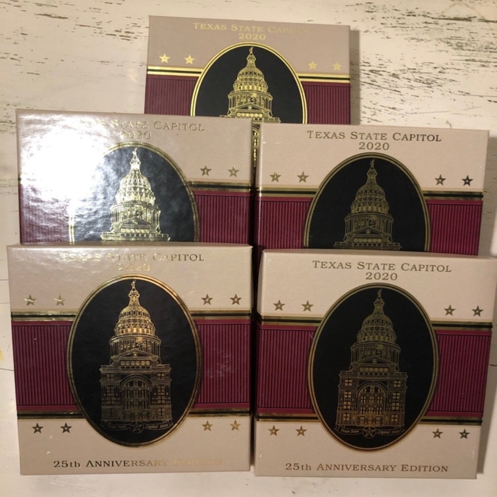 Bundle of 5! Texas state capitol 2020 ornament, 25th anniversary edition.